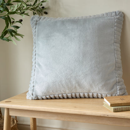 Catherine Lansfield Velvet And Faux Fur Filled Cushion - Silver