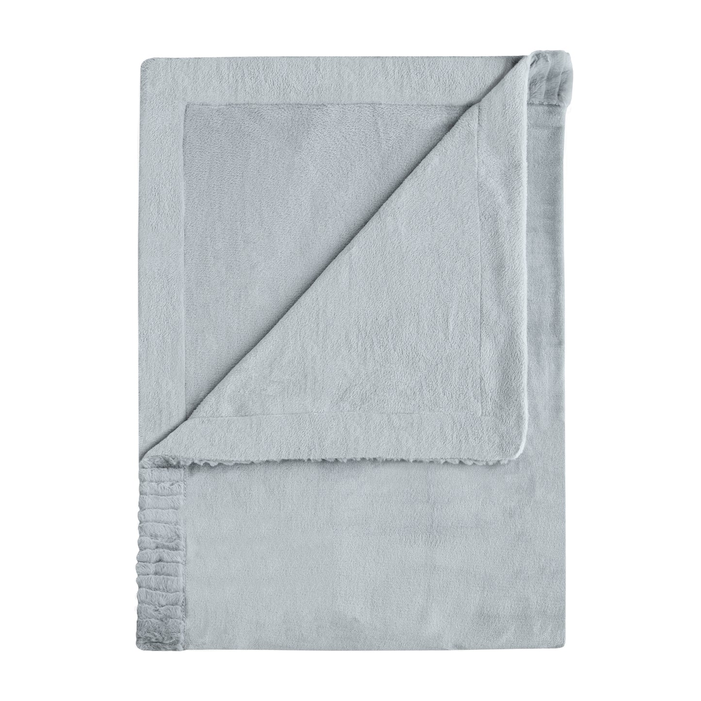 Catherine Lansfield Velvet And Faux Fur Throw - Silver