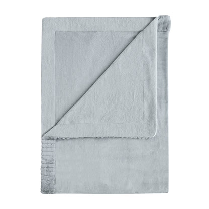Catherine Lansfield Velvet And Faux Fur Throw - Silver