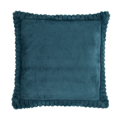Catherine Lansfield Velvet And Faux Fur Filled Cushion - Teal