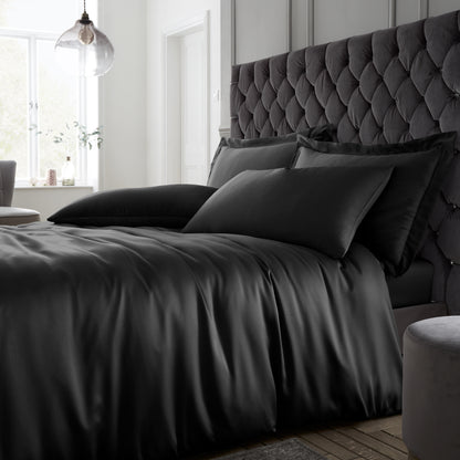 Catherine Lansfield Silky Soft Satin Duvet Cover Set - Black