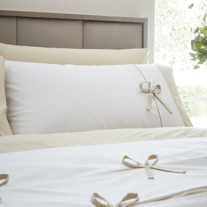 Catherine Lansfield Milo Bow Duvet Cover Set - Natural