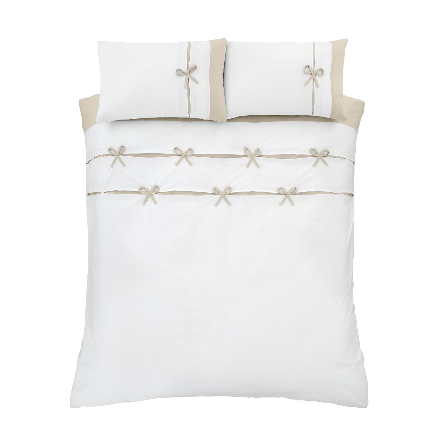 Catherine Lansfield Milo Bow Duvet Cover Set - Natural