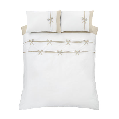 Catherine Lansfield Milo Bow Duvet Cover Set - Natural