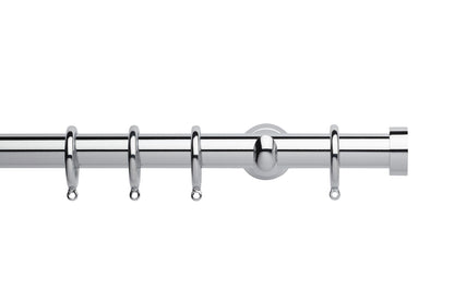 Hallis Neo End Cap 28mm Metal Curtain Pole (Cup Brackets) - Chrome