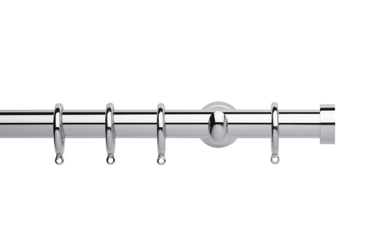 Hallis Neo End Cap 28mm Metal Curtain Pole (Cup Brackets) - Stainless Steel