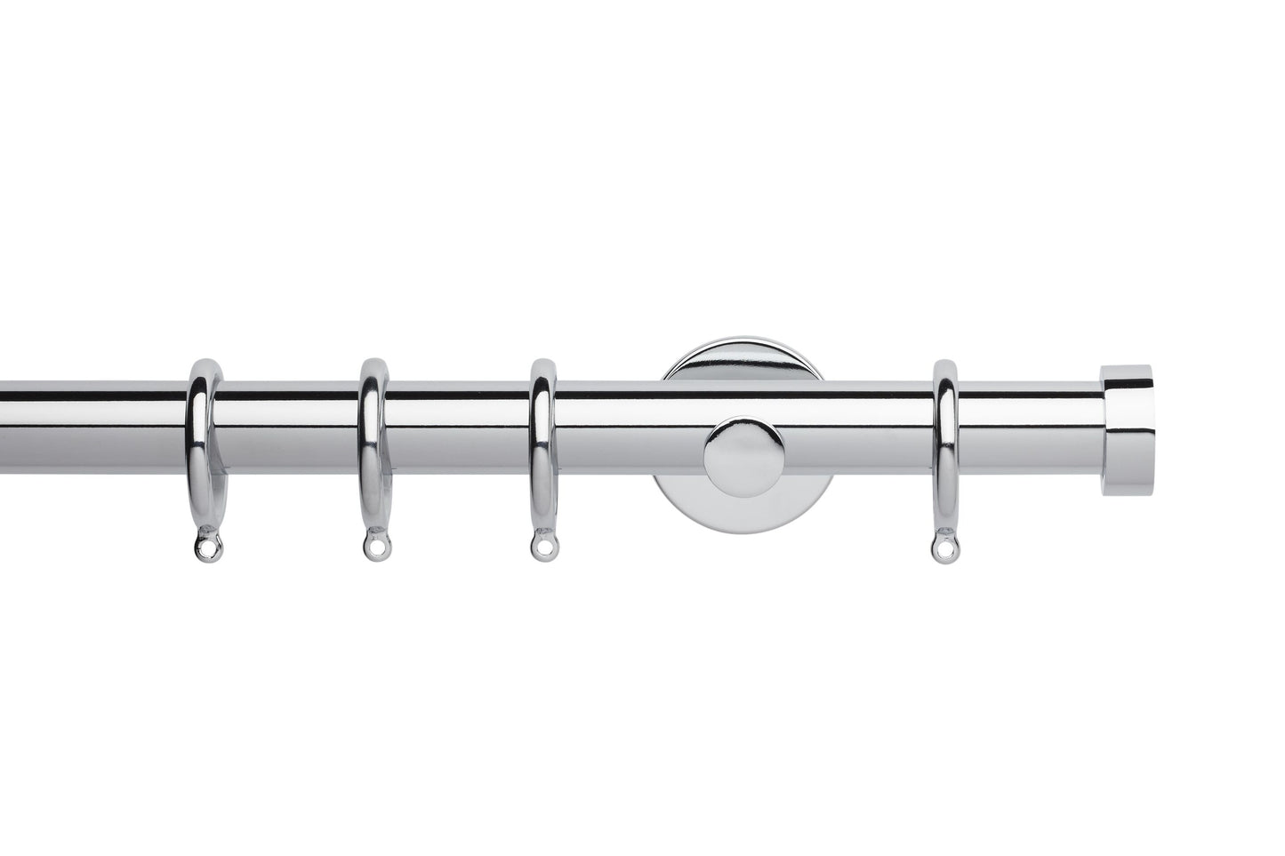 Hallis Neo End Cap 28mm Metal Curtain Pole (Cylinder Brackets) - Chrome