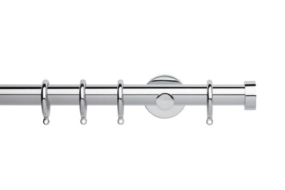 Hallis Neo End Cap 28mm Metal Curtain Pole (Cylinder Brackets) - Chrome