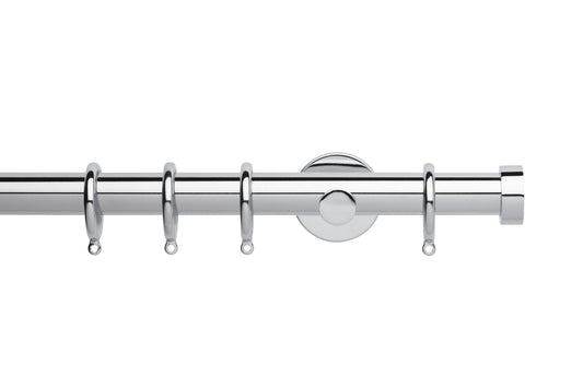 Hallis Neo End Cap 28mm Metal Curtain Pole (Cylinder Brackets) - Chrome