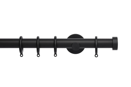 Hallis Neo End Cap 28mm Metal Curtain Pole (Cylinder Brackets) - Matt Black