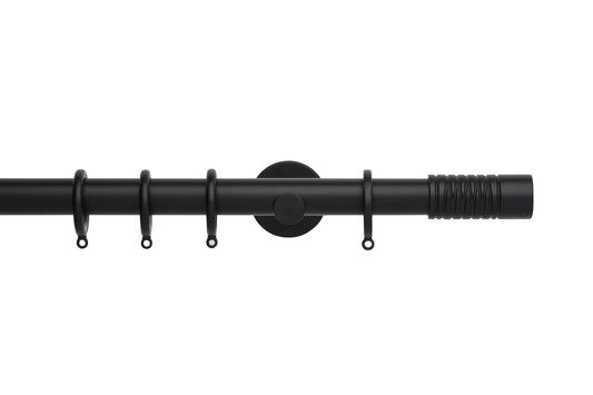 Hallis Neo Wired Barrel 28mm Metal Curtain Pole (Cylinder Brackets) - Matt Black