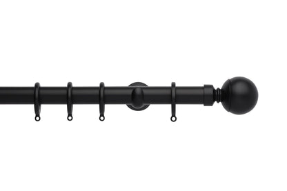 Hallis Neo Ball 28mm Metal Curtain Pole (Cup Brackets) - Matt Black