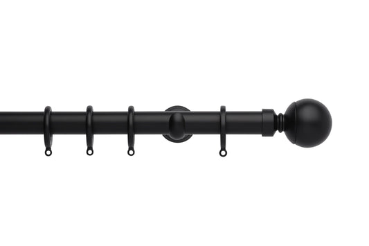 Hallis Neo Ball 28mm Metal Curtain Pole (Cup Brackets) - Matt Black