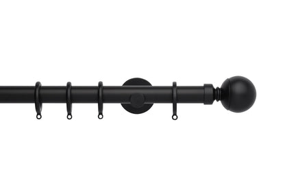 Hallis Neo Ball 28mm Metal Curtain Pole (Cylinder Brackets) - Matt Black