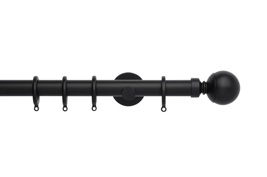 Hallis Neo Ball 28mm Metal Curtain Pole (Cylinder Brackets) - Matt Black