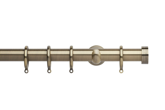 Hallis Neo End Cap 28mm Metal Curtain Pole (Cup Brackets) - Spun Brass