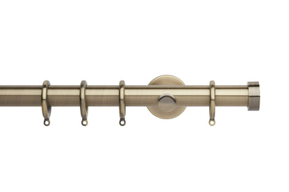 Hallis Neo End Cap 28mm Metal Curtain Pole (Cylinder Brackets) - Spun Brass
