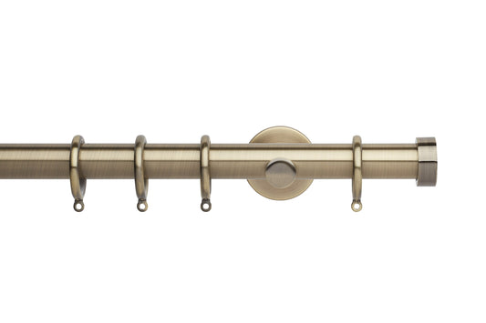 Hallis Neo End Cap 28mm Metal Curtain Pole (Cylinder Brackets) - Spun Brass