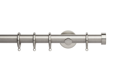 Hallis Neo End Cap 28mm Metal Curtain Pole (Cylinder Brackets) - Stainless Steel