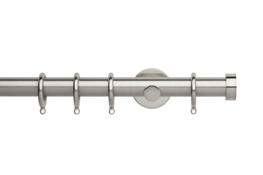 Hallis Neo End Cap 28mm Metal Curtain Pole (Cylinder Brackets) - Stainless Steel