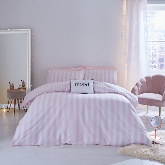 Sassy B Stripe Tease Duvet Cover Set - White/Pink