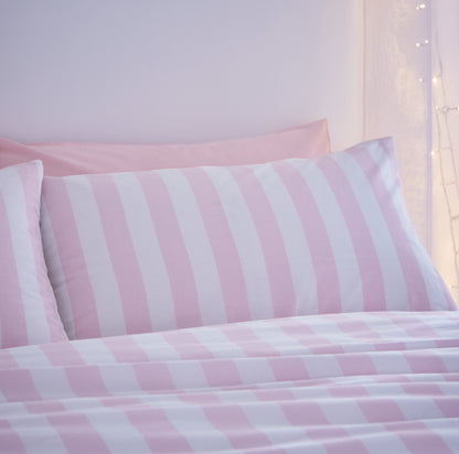 Sassy B Stripe Tease Duvet Cover Set - White/Pink