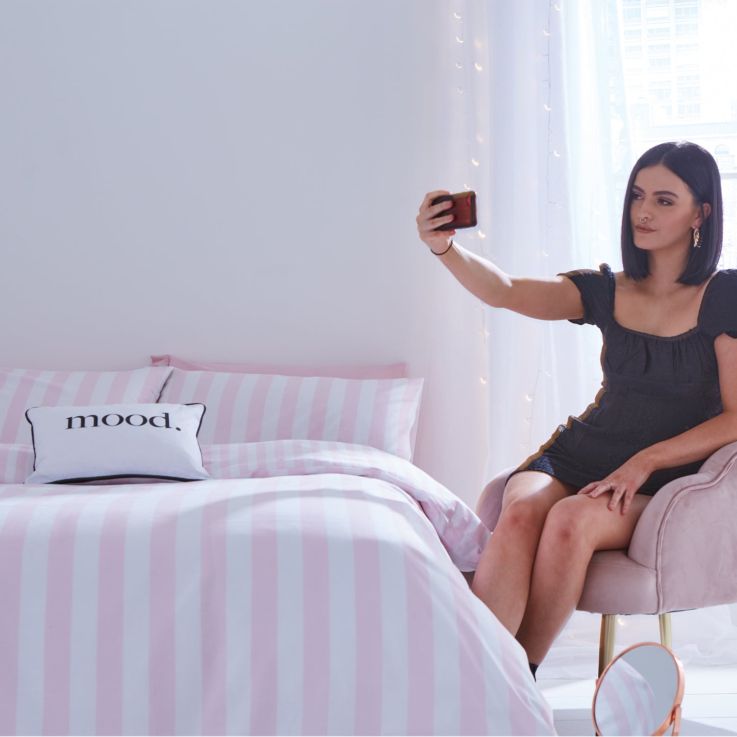 Sassy B Stripe Tease Duvet Cover Set - White/Pink