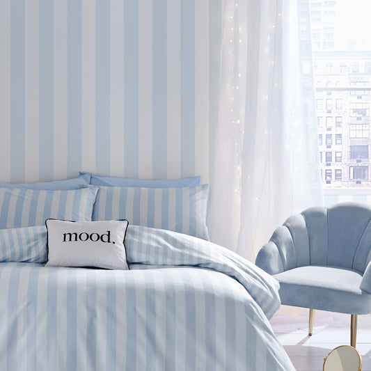 Sassy B Stripe Tease Wallpaper - White/Blue