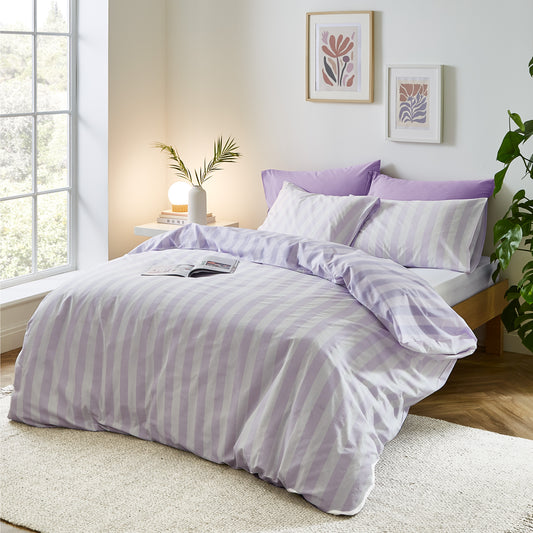 Sassy B Stripe Tease Duvet Cover Set - Lilac