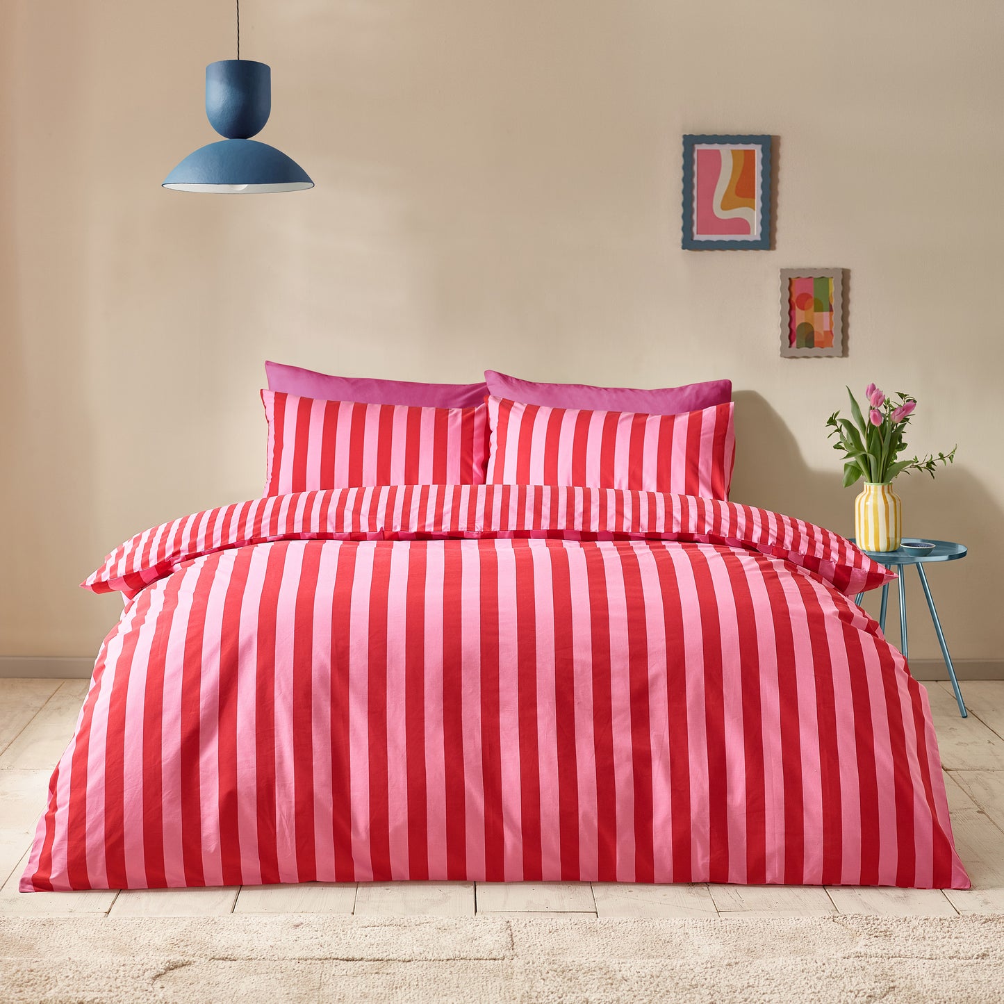 Sassy B Stripe Tease Duvet Cover Set - Red
