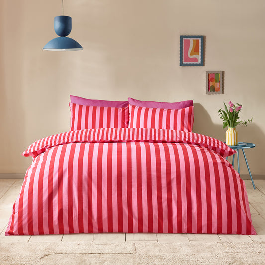 Sassy B Stripe Tease Duvet Cover Set - Red
