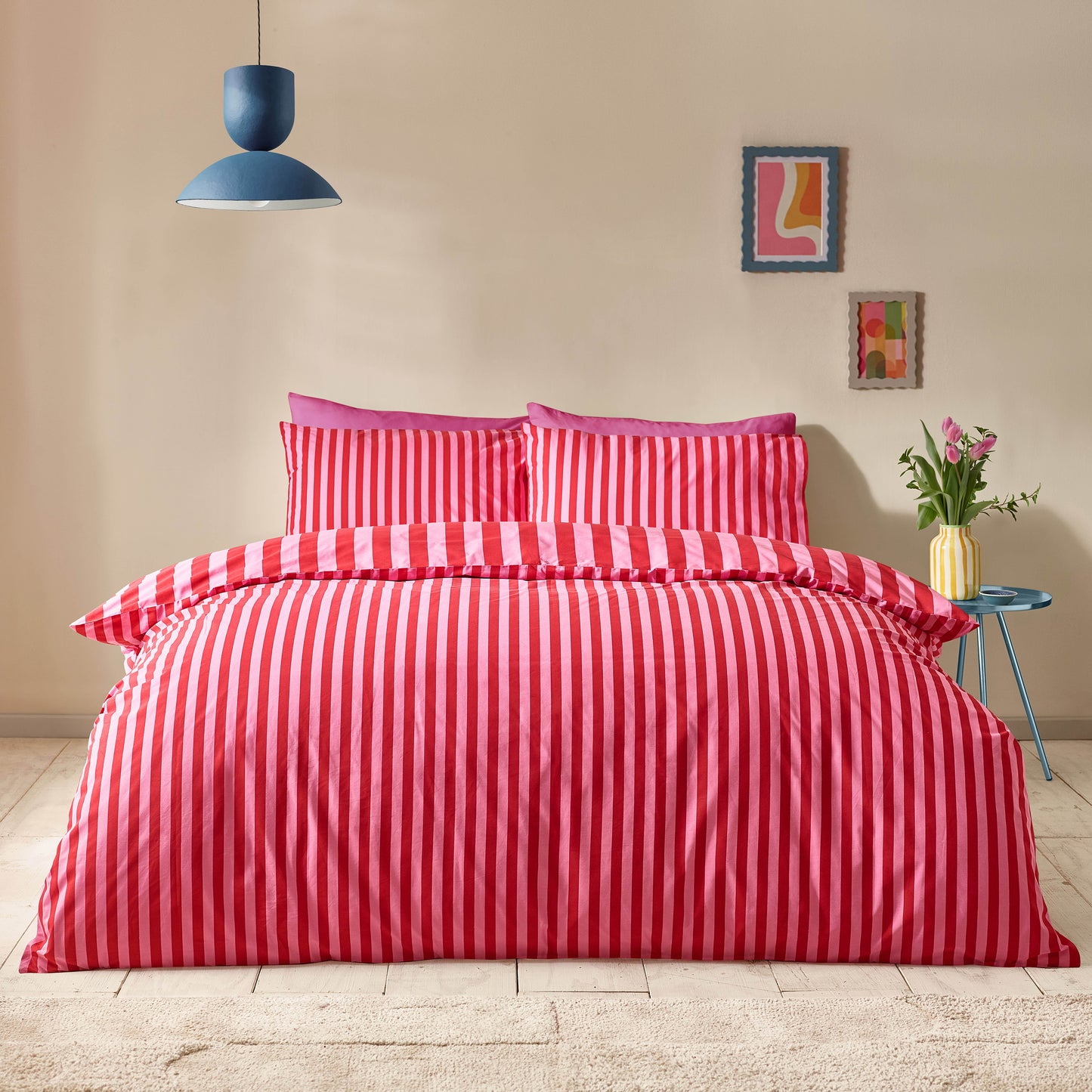 Sassy B Stripe Tease Duvet Cover Set - Red