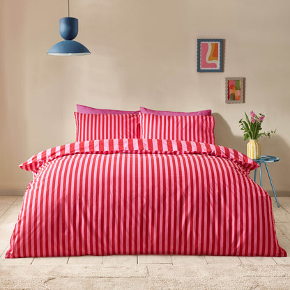 Sassy B Stripe Tease Duvet Cover Set - Red