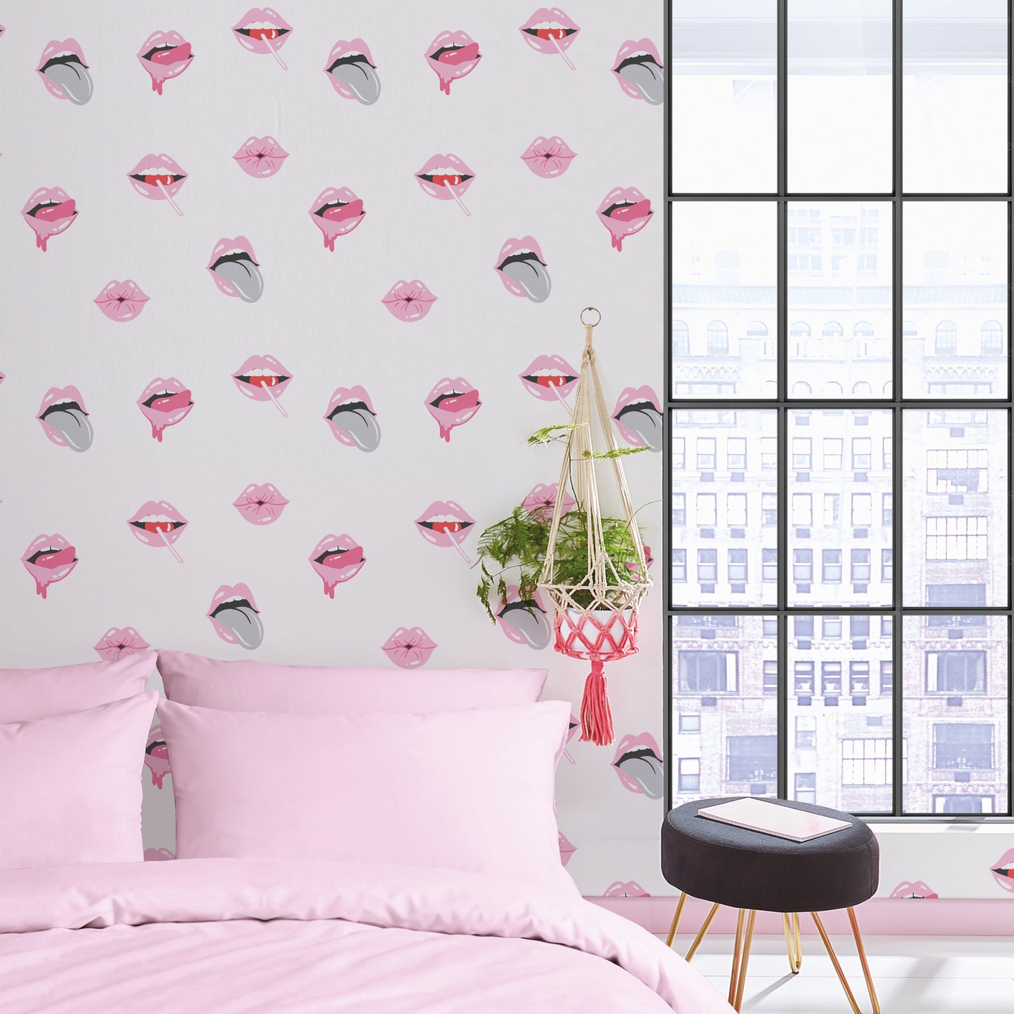 Sassy B Lip Service Wallpaper - Pink