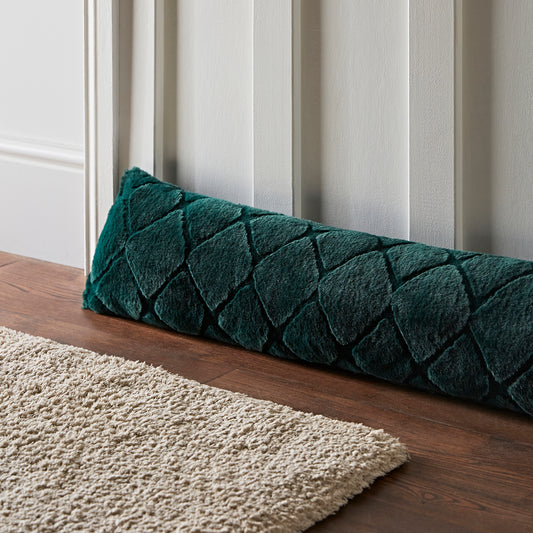 Catherine Lansfield Cosy Diamond Draught Excluder - Bottle Green