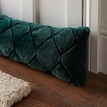 Catherine Lansfield Cosy Diamond Draught Excluder - Bottle Green