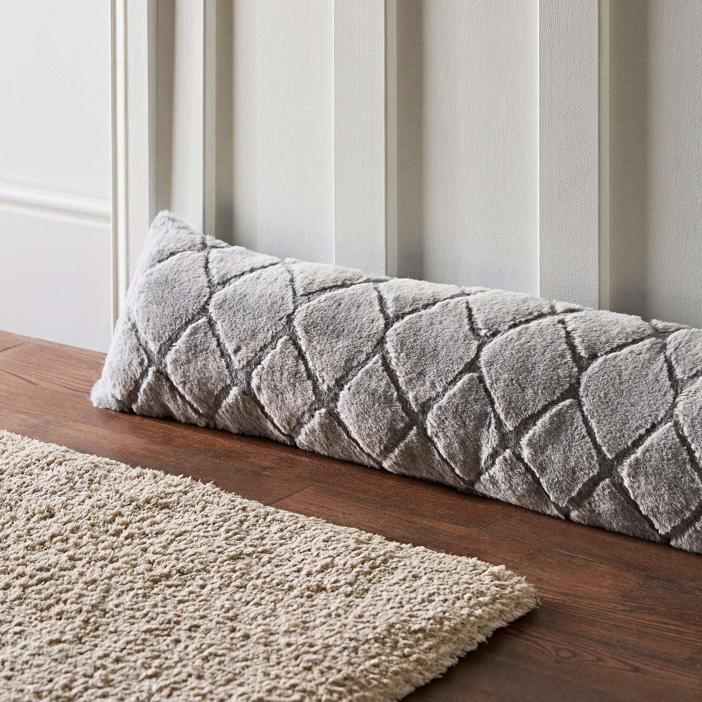 Catherine Lansfield Cosy Diamond Draught Excluder - Silver