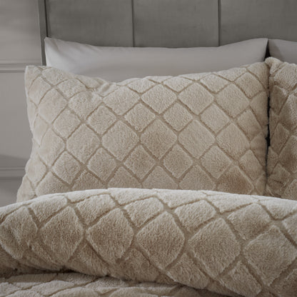 Catherine Lansfield Cosy Diamond Duvet Cover Set - Natural