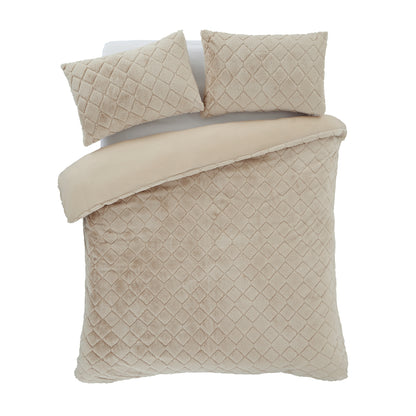 Catherine Lansfield Cosy Diamond Duvet Cover Set - Natural