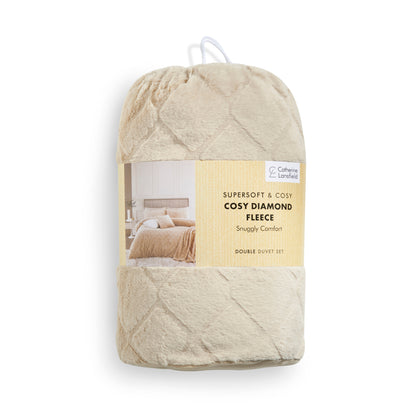Catherine Lansfield Cosy Diamond Duvet Cover Set - Natural
