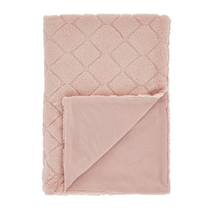 Catherine Lansfield Cosy Diamond Throw - Blush