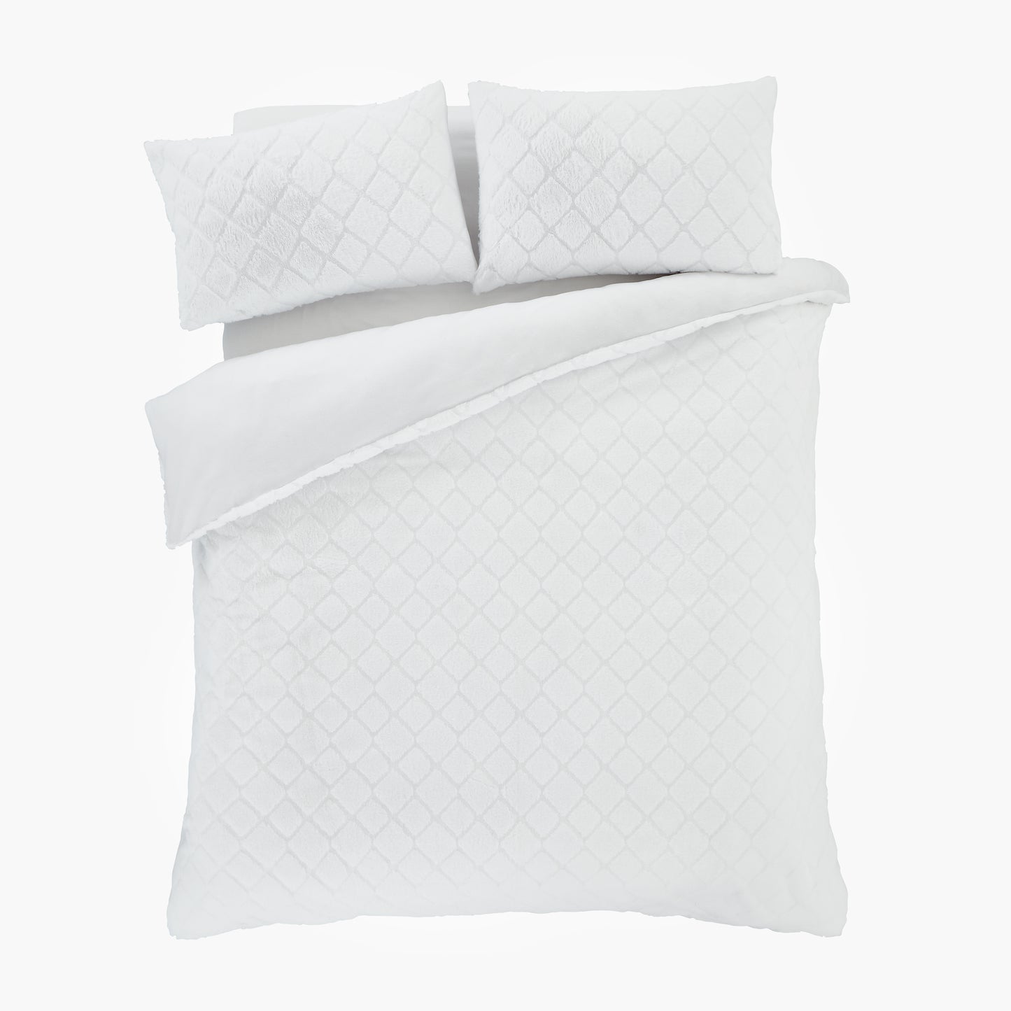 Catherine Lansfield Cosy Diamond Duvet Cover Set - White