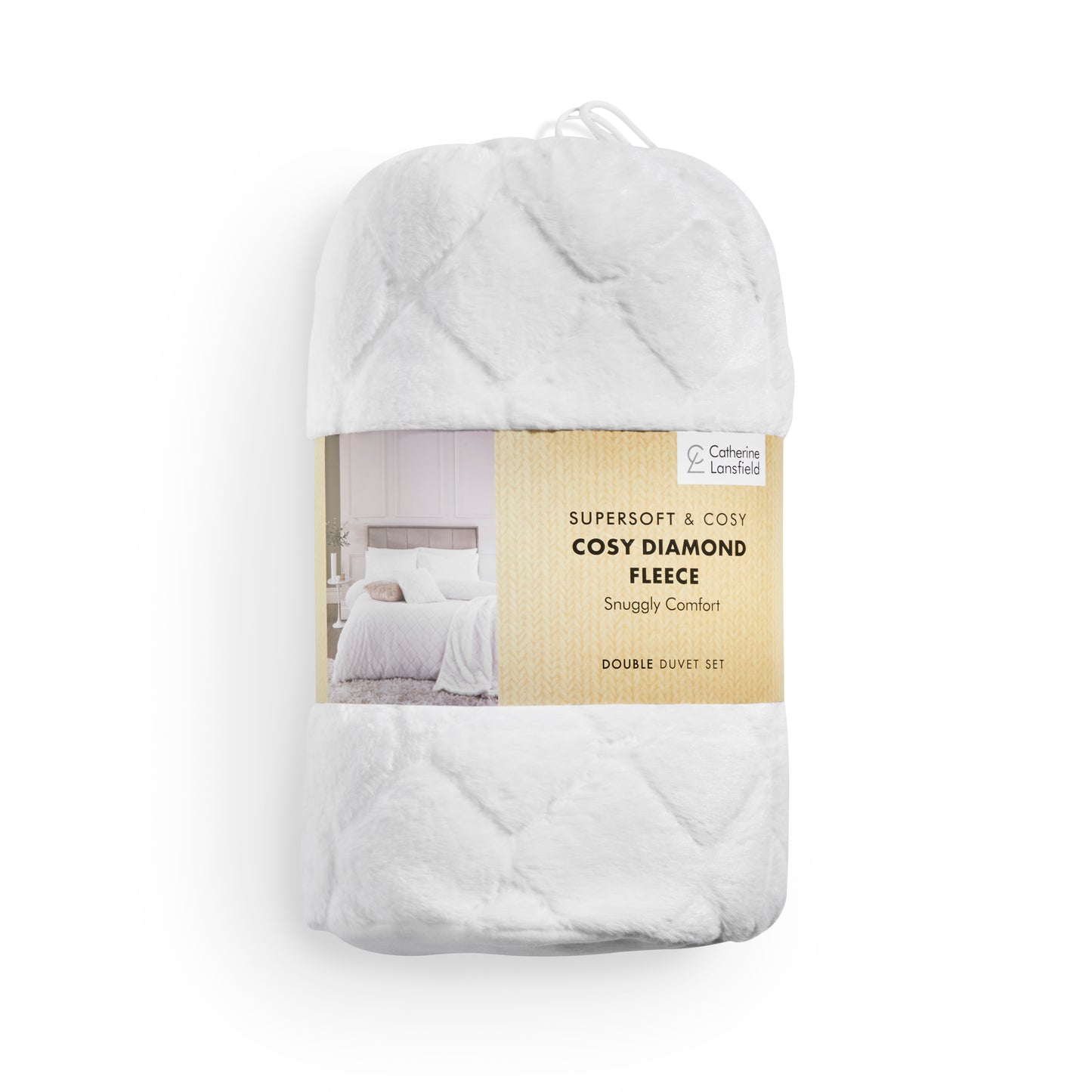 Catherine Lansfield Cosy Diamond Duvet Cover Set - White