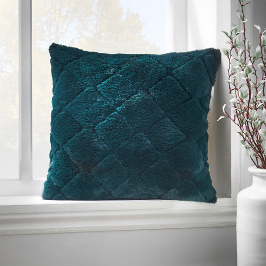 Catherine Lansfield Cosy Diamond Filled Cushion - Bottle Green