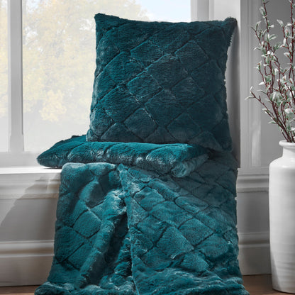 Catherine Lansfield Cosy Diamond Throw - Bottle Green