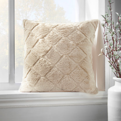 Catherine Lansfield Cosy Diamond Filled Cushion - Natural