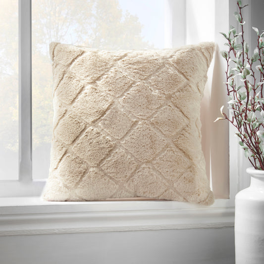 Catherine Lansfield Cosy Diamond Filled Cushion - Natural