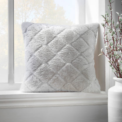 Catherine Lansfield Cosy Diamond Filled Cushion - Silver