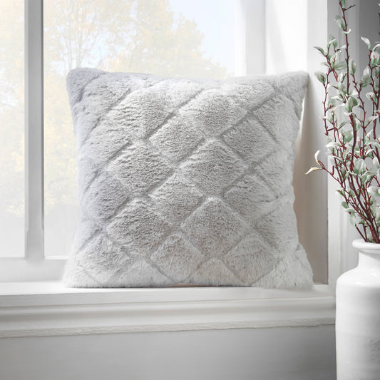 Catherine Lansfield Cosy Diamond Filled Cushion - Silver