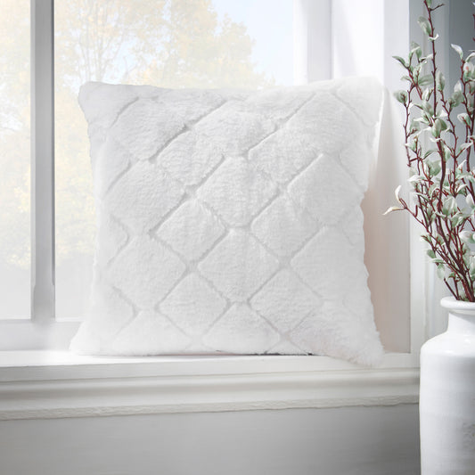 Catherine Lansfield Cosy Diamond Filled Cushion - White